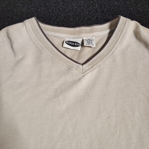 Bugle Boy Tan Shirt Men's Size XL  90s V Neck Short Sleeve T-shirt